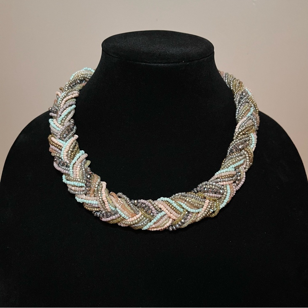 French Fashion Braided Multi-strand Beaded Collar Vintage Necklace - Picture 8 of 10